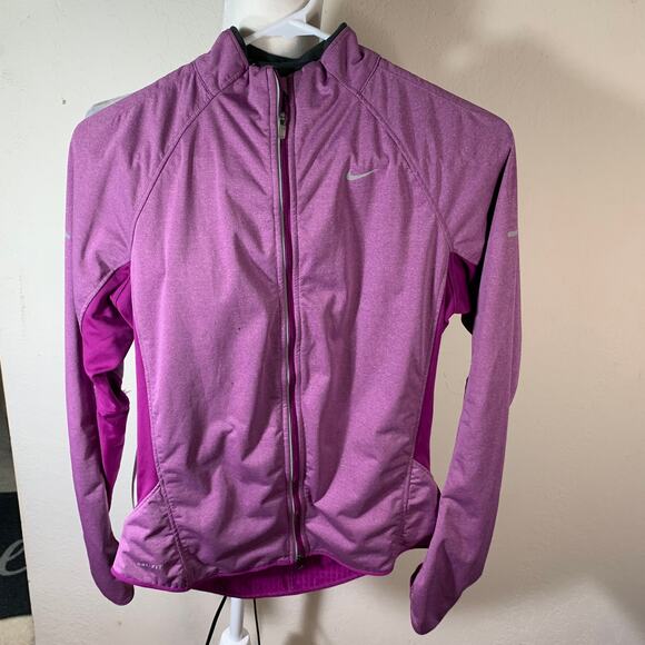 Nike Dri-Fit Long Sleeve Purple Zip Up Jacket Size M Lightweight Running - Picture 1 of 6